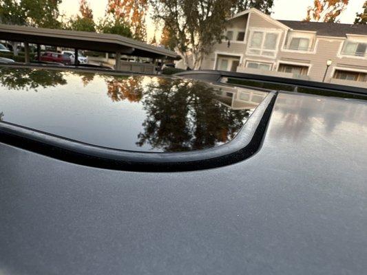 The new sunroof installed is high on one side and low on the other