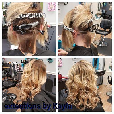 Extensions before and after. This was on a blunt stacked bob with tape in extensions.