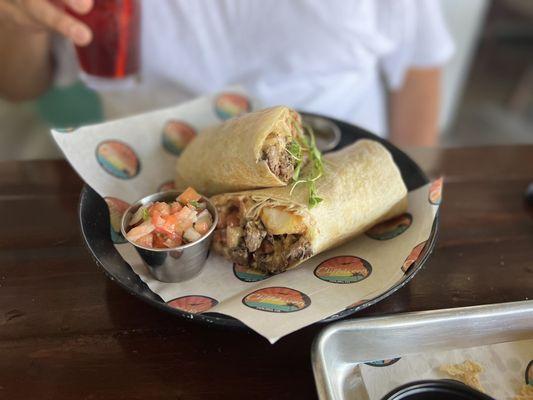 Shrimp and Asada burrito.