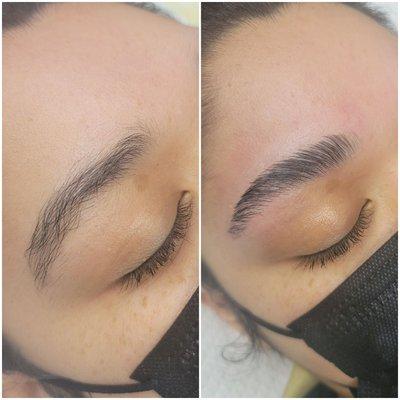 Brow lamination gives your eyebrows a sleek, uniform shape that lasts for up to two months.