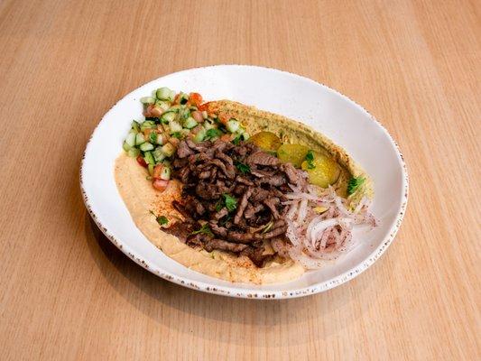 Hummus Bowl with Steak Shawarma