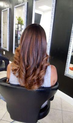 Amber Highlights with Some Volume and Curls