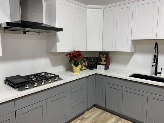 Portland Cabinets, FOTILE cooktop and range hood, Koehler Sink and Dawn Faucet.