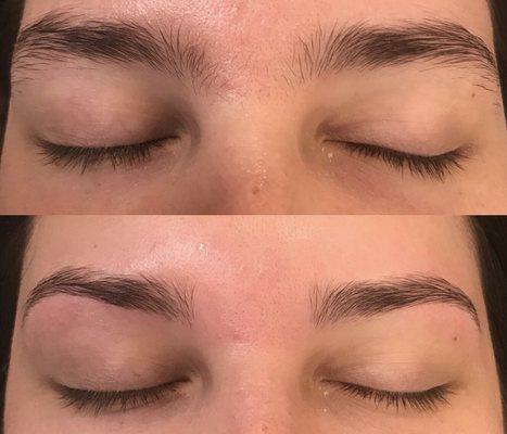 Brow wax before and after