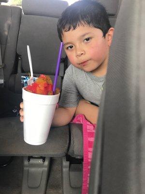 Strawberry Piccadilly snowcone on this hot afternoon