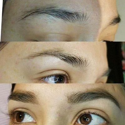 Brow Shaped using clients facial structure as a guide ensures beautiful natural brows.