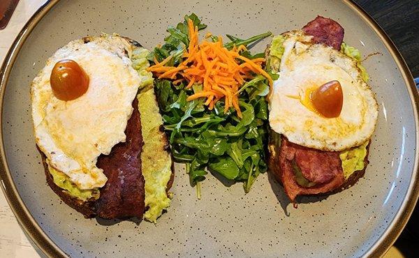 Avocado toast with eggs