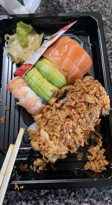 c2 combo which includes the crunchy cali roll and rainbow roll!