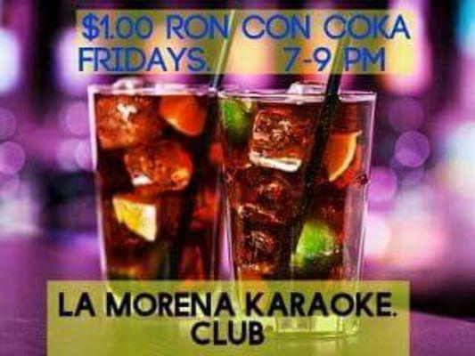 . $1.00 Rum & Coke
Fridays.$1.00 Vodka Cranberrie saturdays. 7-9 pm
. Free song requesting.
. Microphone for singing along.
. 2 pool tables