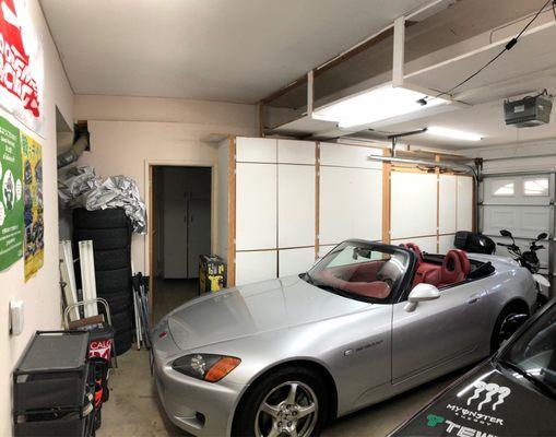 Wall and cabinets that needed to be demolished.