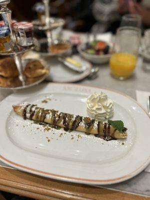 Brunch: Crepe desert that is included in the meal