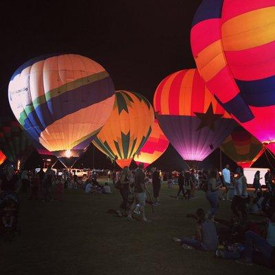 Balloons lit up at the Salt River Fields Balloon 'Spooktacular.'   This is about half of them.  There were a lot of beautiful balloons.