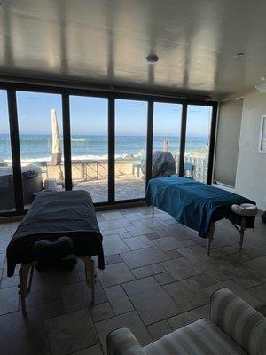 Couples massage with beautiful view.