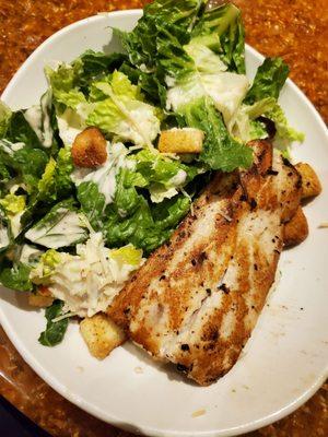 Caesar salad with mahi mahi