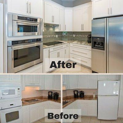 This was a fun project where we were able to help transform the kitchen from an older style to a completely updated and gorgeous look!