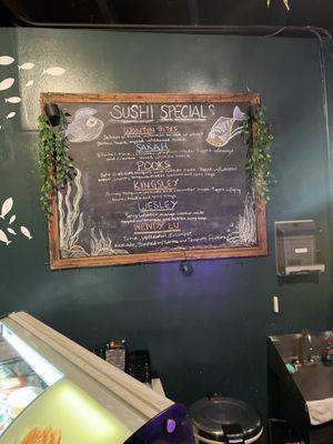 Sushi Special menu