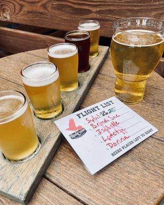 Beer flights on the patio