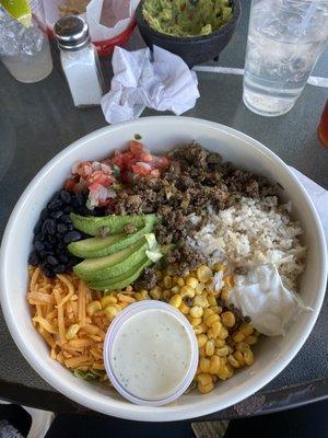 World Famous Burrito Bowl with ground beef