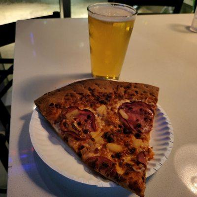 Hawaiian pizza and pilsner