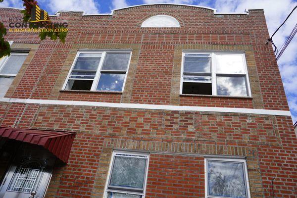 Grinding,Power wash,Brick tuck pointing and masonry clear sealer on entire brick facade of the house in Newyork city area.