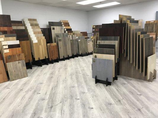 Full selection of Solid Hardwood, Engineered Hardwood, Laminate Flooring, WPC Flooring, and LVT Flooring