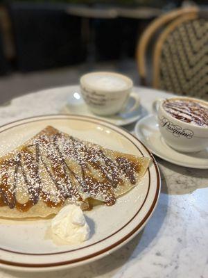 Dulce De Leche & Nutella Crepe  Drinks : Mocha & Latte