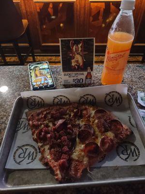 All-Meat & a Pepperoni with a Peñafiel Orangeade & my date Juli-anne! And your  beer special!