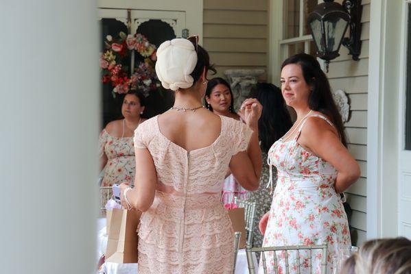 Tea party guests on the porch