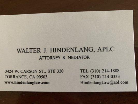 Law Office of Walter J. Hindenlang