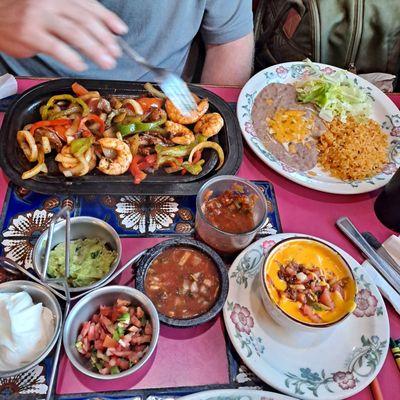 Fajitas and queso dip