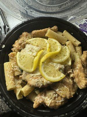 Chicken Artichoke French over Rigatoni