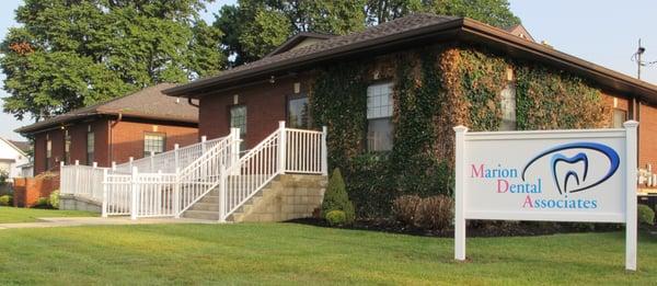 Back entrance to Marion Dental Associates.  Handicapped accessible.