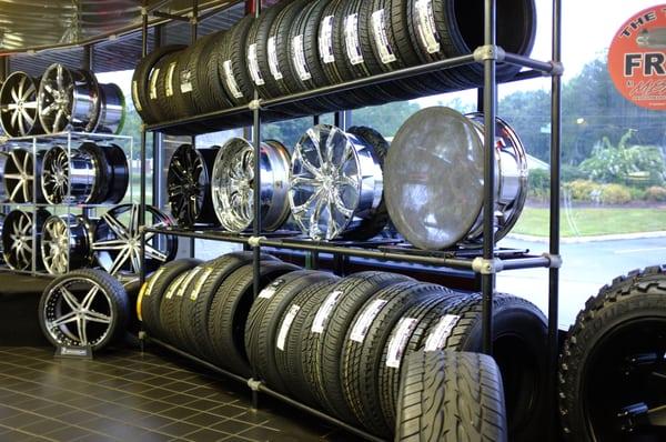 Large in-stock inventory of custom wheels and tires for all cars, trucks and SUV's