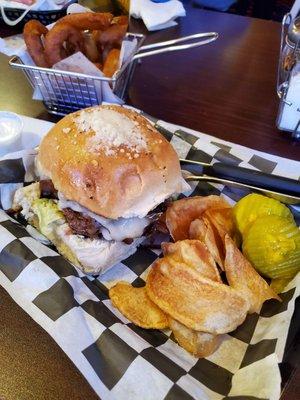 Mushroom Onion Swiss Burger. Soooo good