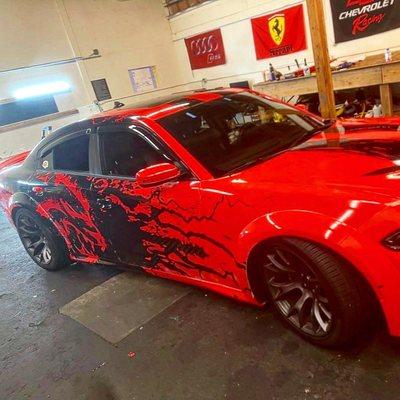 Full vehicle graphic print install on 2021 charger hellcat