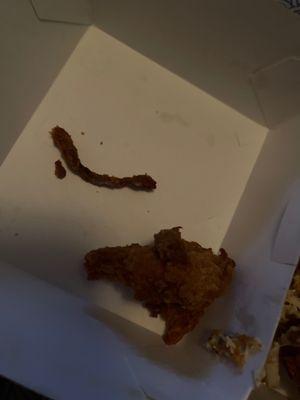 Chicken tenders So I don't know what the actually hell this is but this looks like a god damn rat tail and made me actually sick