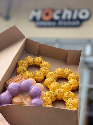 Yummy Mango Pistachio and Taro Mochi Donuts!