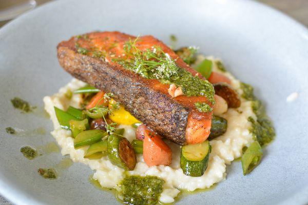 Scottish Salmon
 with Vegetable Risotto