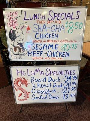 Lunch specials.