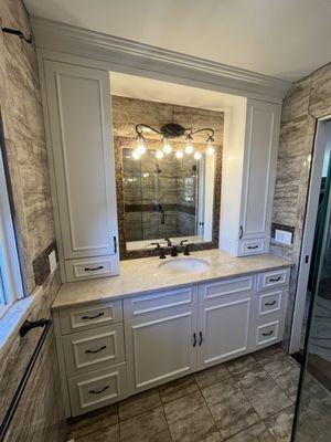 Master bath cabinets after