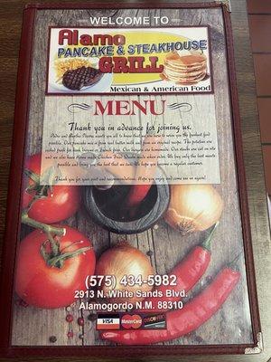 Front of Menu