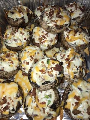 Cream cheese stuffed mushroom caps.