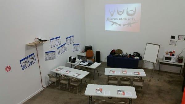 Guns-N-Such training classroom all set for an NRA Basic Pistol course