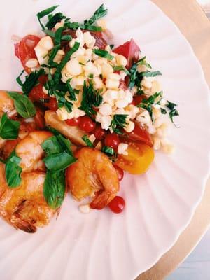 Sriracha & Butter Shrimp with Tomato & Corn Salad