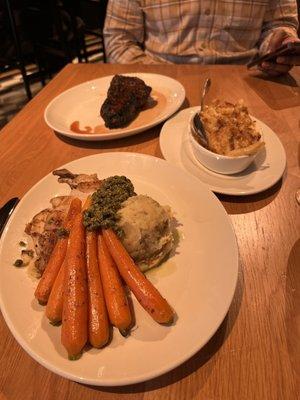 Roasted Chicken and New York Strip* and Truffled Mac & Cheese