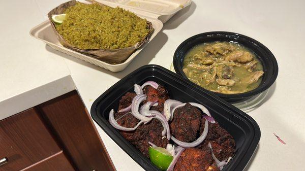 Biriyani , kabab and chilli chicken