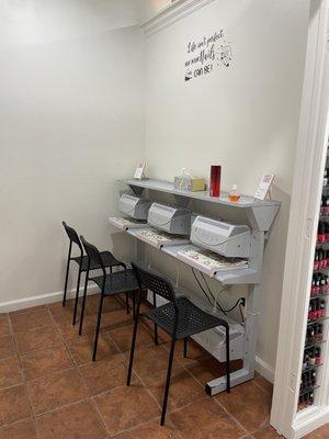 Nail dryer area