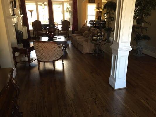 Packout and refinish of the hardwood floors from water damage in this beautiful home in Alpharetta for a great repeat customer.