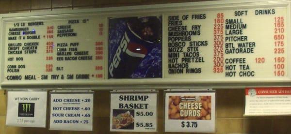 Palos Lanes Snack Bar Menu