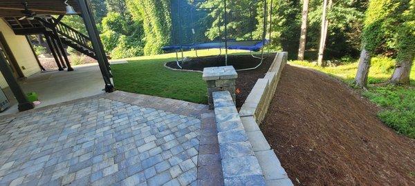 backyard led he the backyard led at back yard, flagstone patio, installed for Rex Stone Work and landscape services 6787550849  Gerry